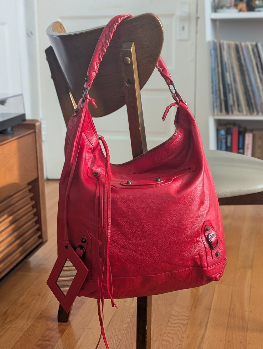 Red Balenciaga Day Hobo Bag
